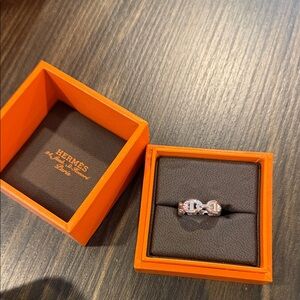 HERMES PARIS CHAINE D'ANCRE ENCHAINEE RING SOLID 925 STERLING SILVER SIZE 53